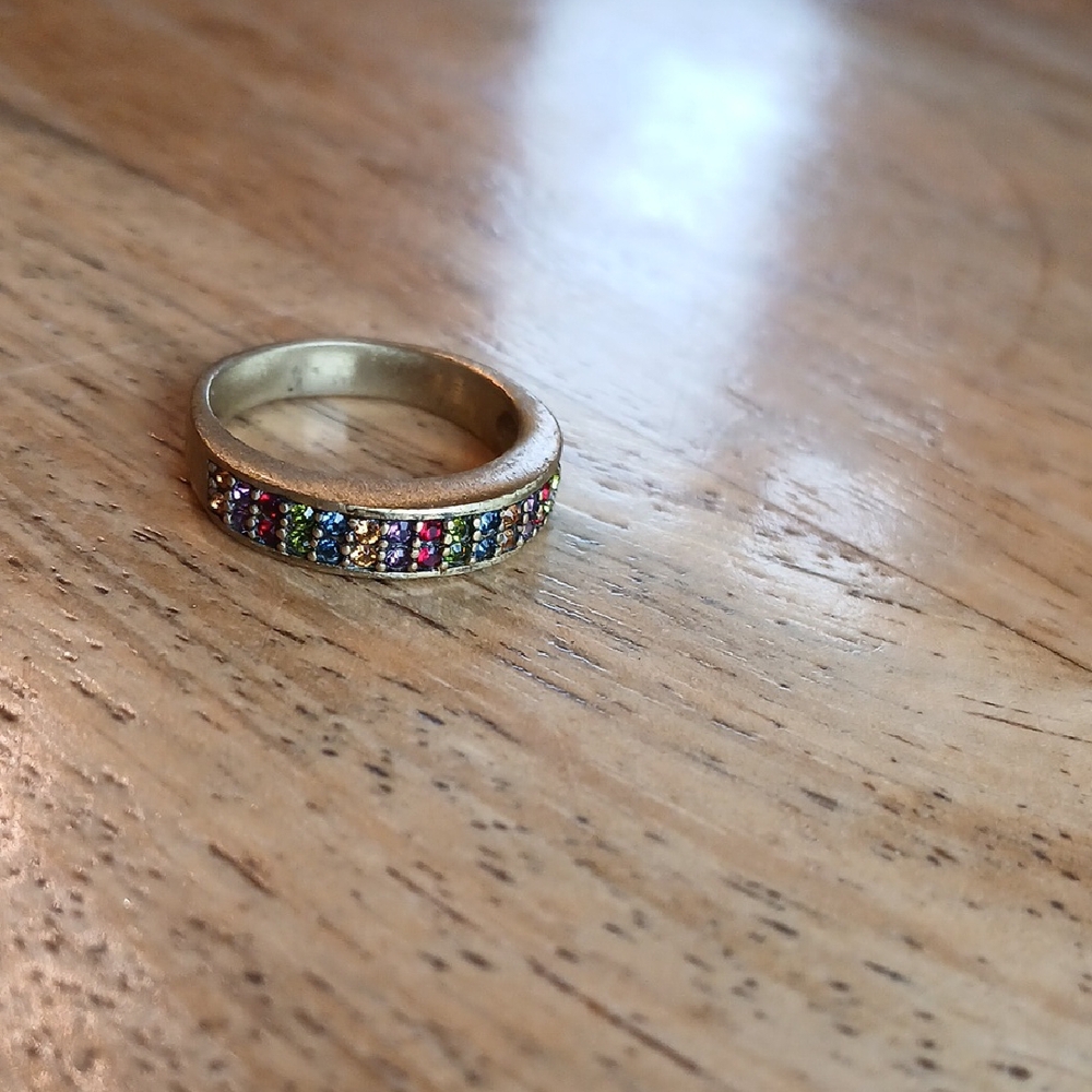 Heidi Daus Gold and Red Ring with Elegant Design Multi Color 17mm Across Size 7